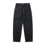 Straight Leg Denim Jeans, Streaky Faded Black
