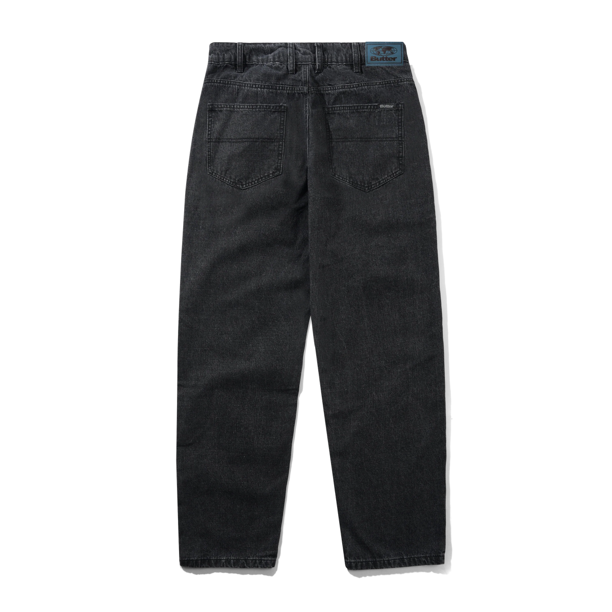 Straight Leg Denim Jeans, Streaky Faded Black