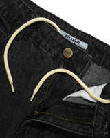 Straight Leg Denim Jeans, Streaky Faded Black