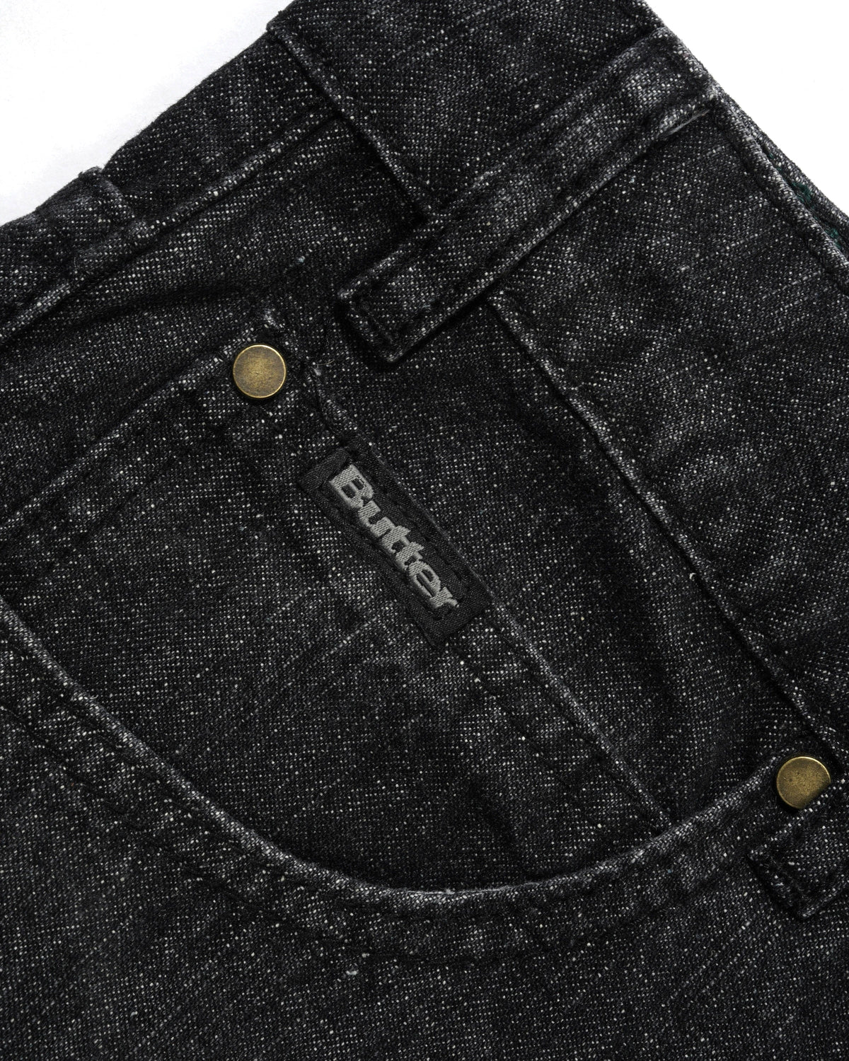Straight Leg Denim Jeans, Streaky Faded Black