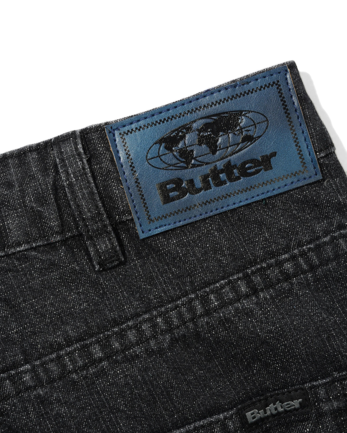 Straight Leg Denim Jeans, Streaky Faded Black