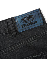 Straight Leg Denim Jeans, Streaky Faded Black