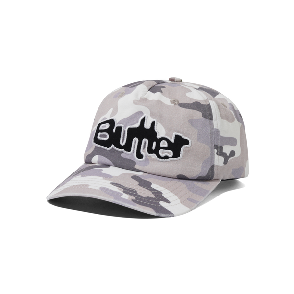 Butter Goods Stretch 5 Panel Cap, Washed Snow Camo