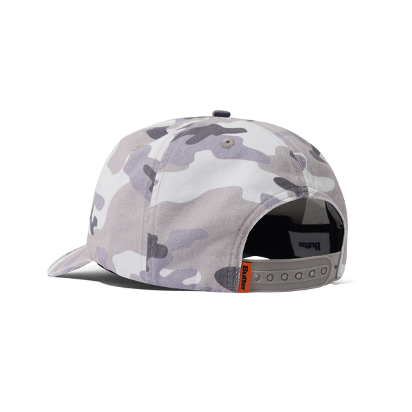 Butter Goods Stretch 5 Panel Cap, Washed Snow Camo
