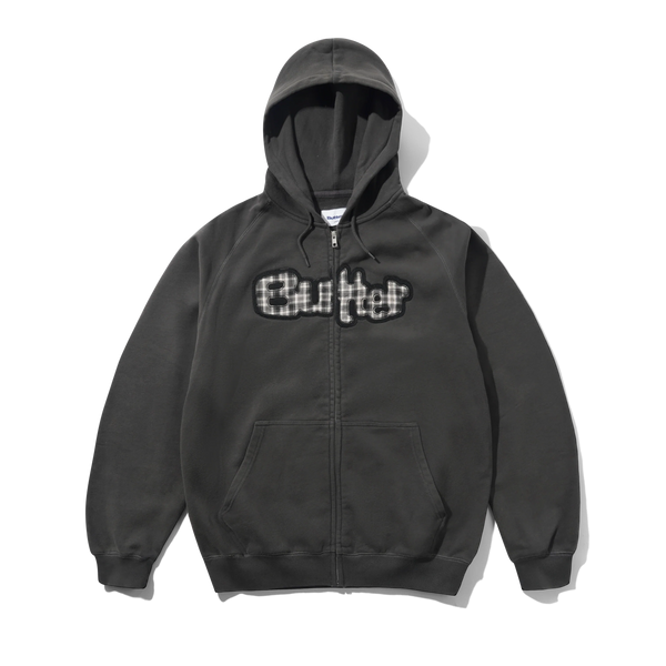 Butter Goods Stretch Zip-Thru Hood, Washed Black