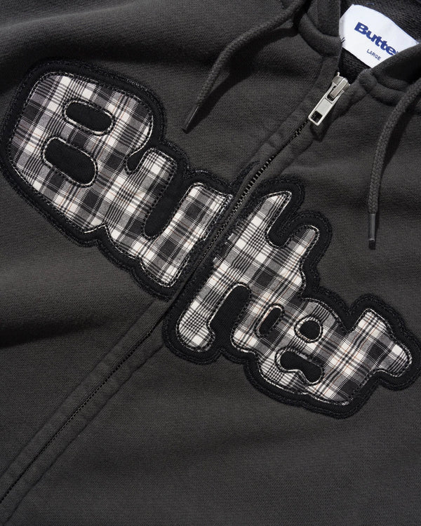 Butter Goods Stretch Zip-Thru Hood, Washed Black