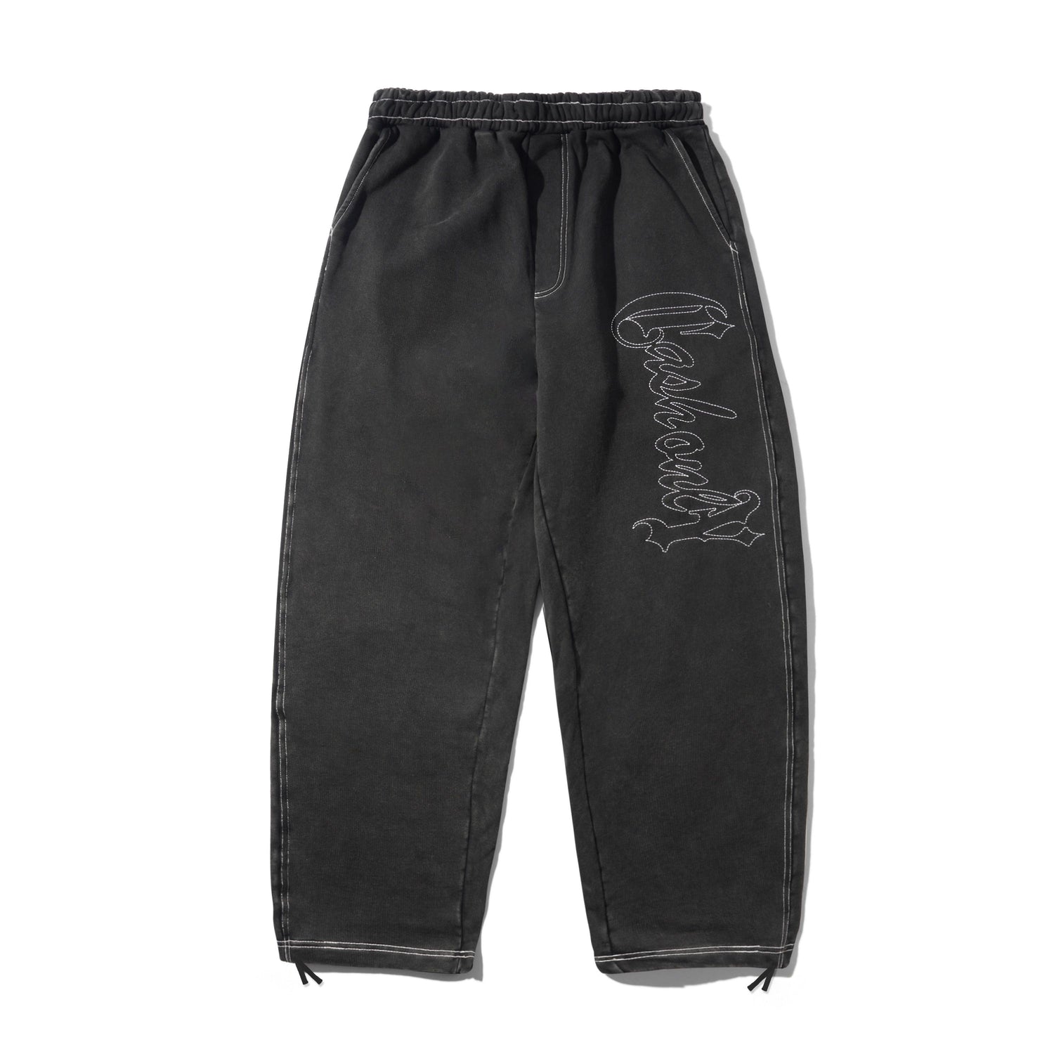 Strip Fleece Sweatpants, Washed Black