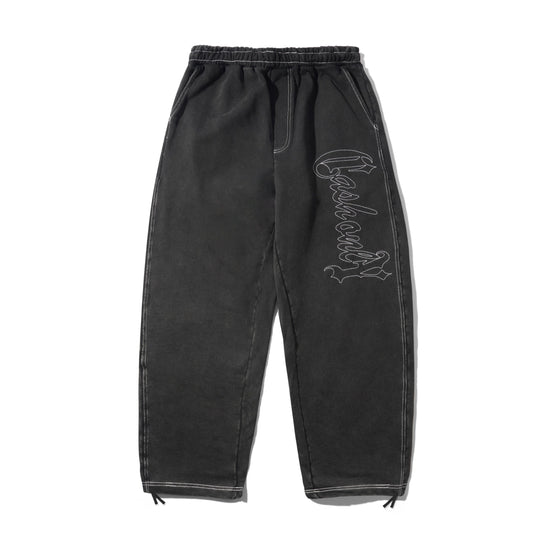 Strip Fleece Sweatpants, Washed Black