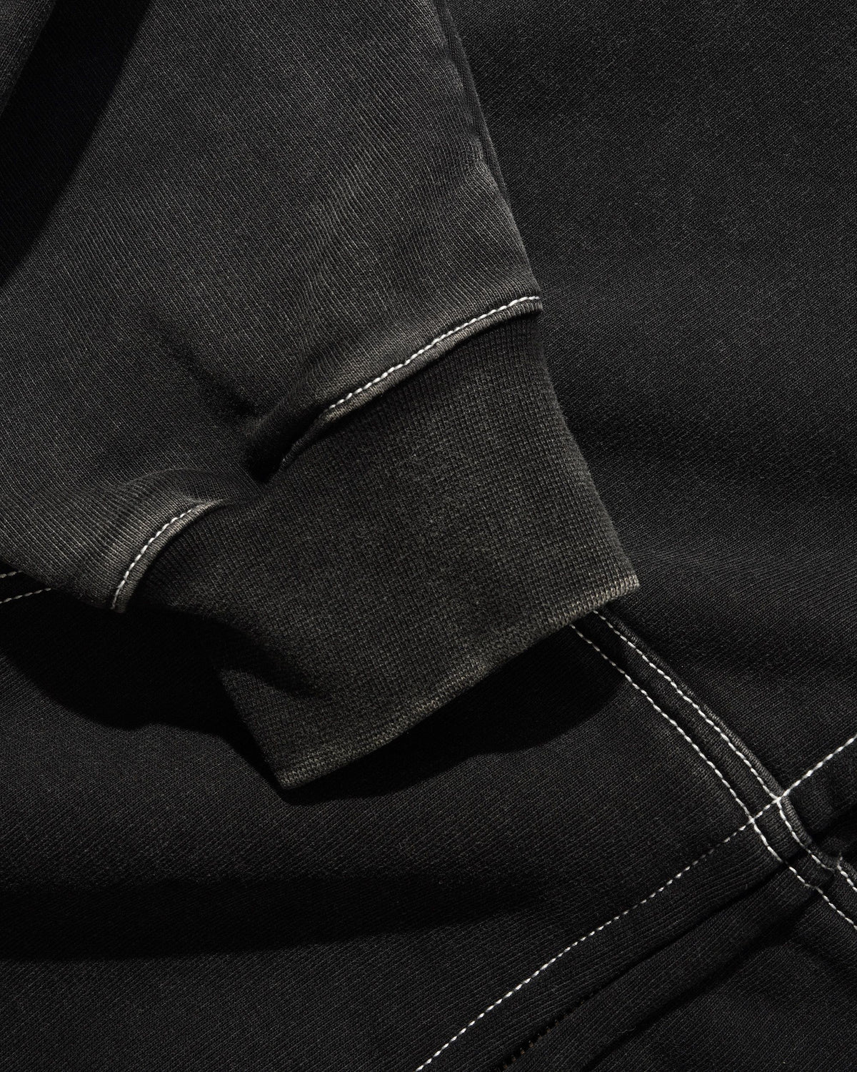 Strip Zip-Thru Hood, Washed Black