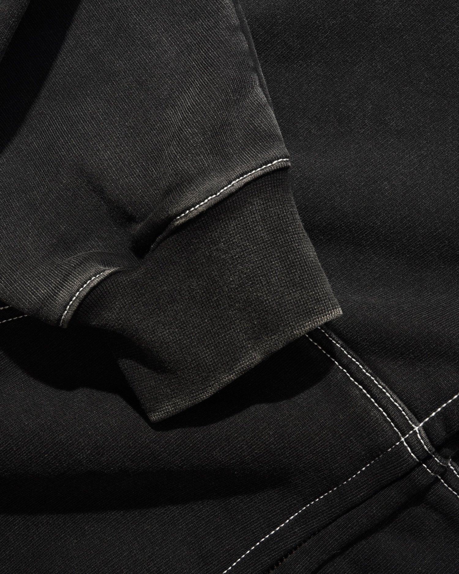 Strip Zip-Thru Hood, Washed Black