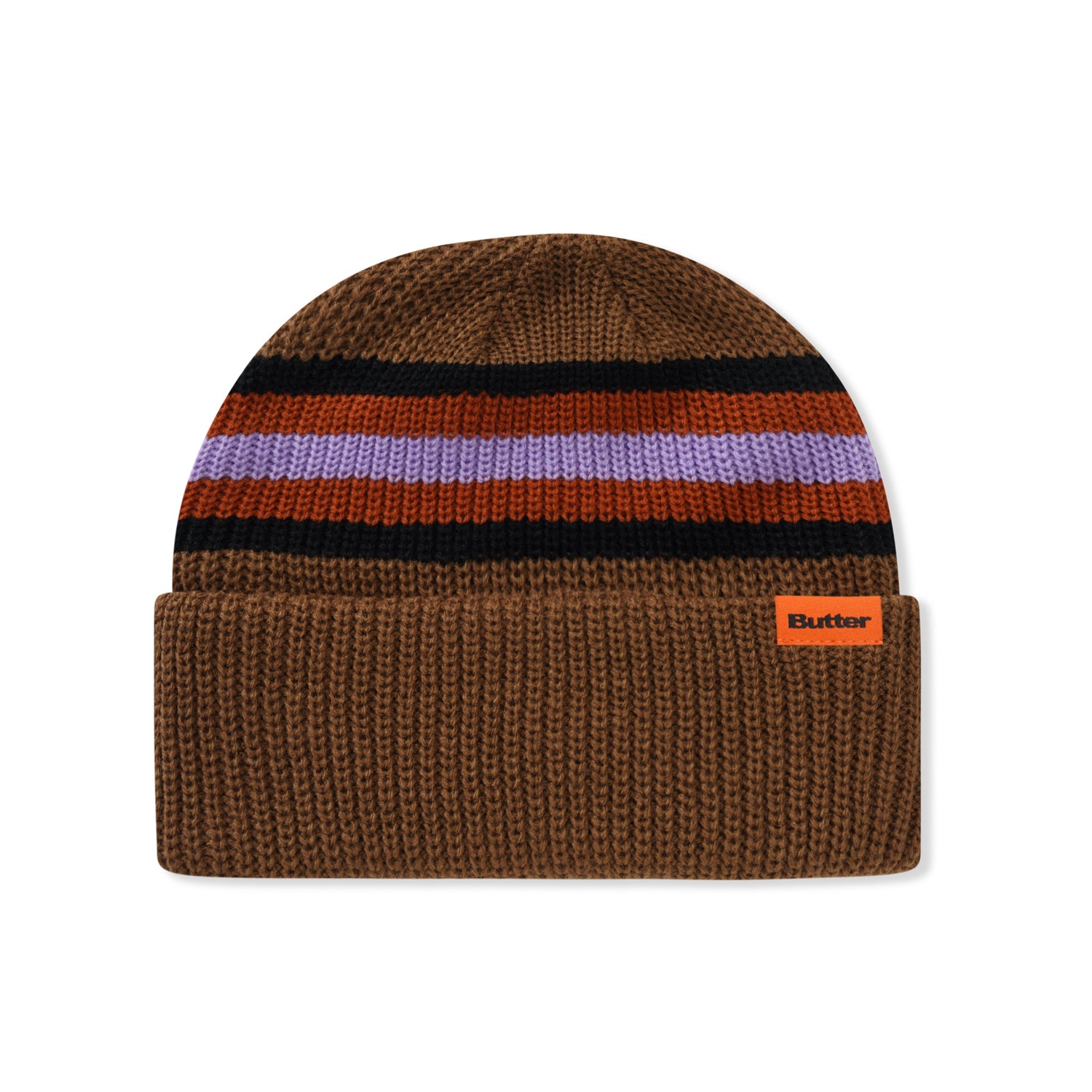 Stripe Cuff Beanie, Brown