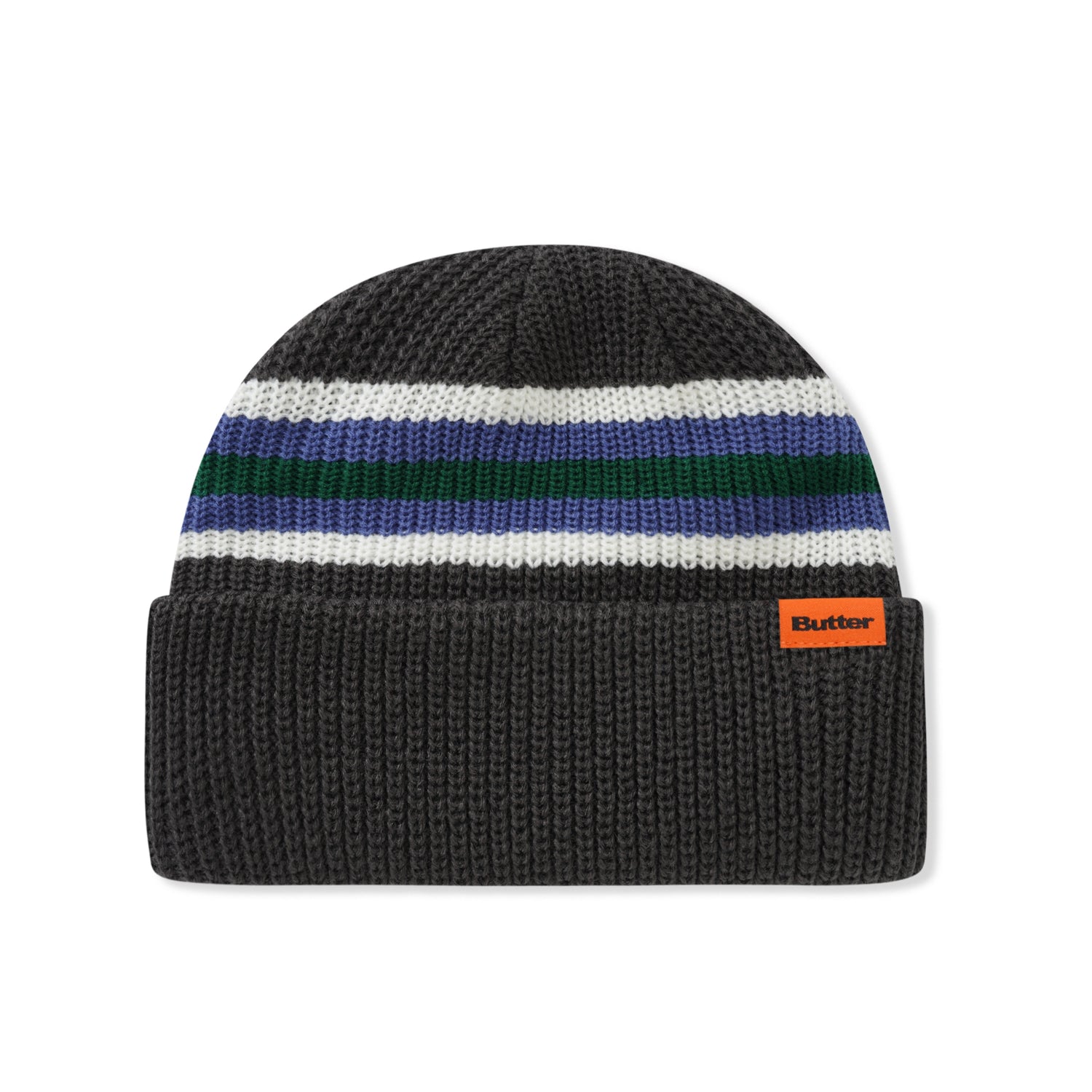 Stripe Cuff Beanie, Charcoal