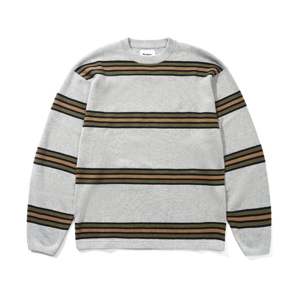 Butter Goods Stripe Knit Sweater, Grey