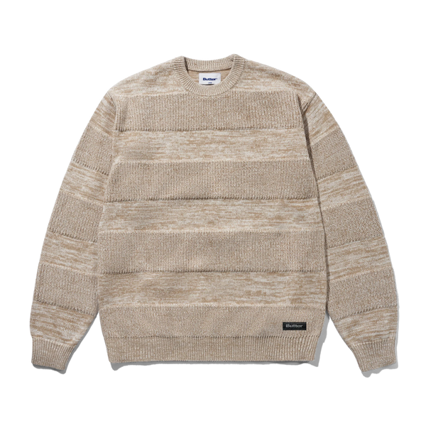 Butter Goods Stripe Knit Sweater, Oat Marle