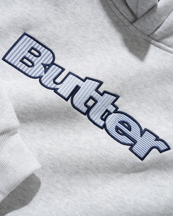 Butter Goods Stripe Logo Applique Pullover Hood, Ash