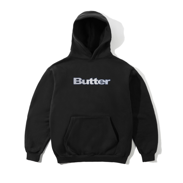 Butter Goods Stripe Logo Applique Pullover Hood, Black