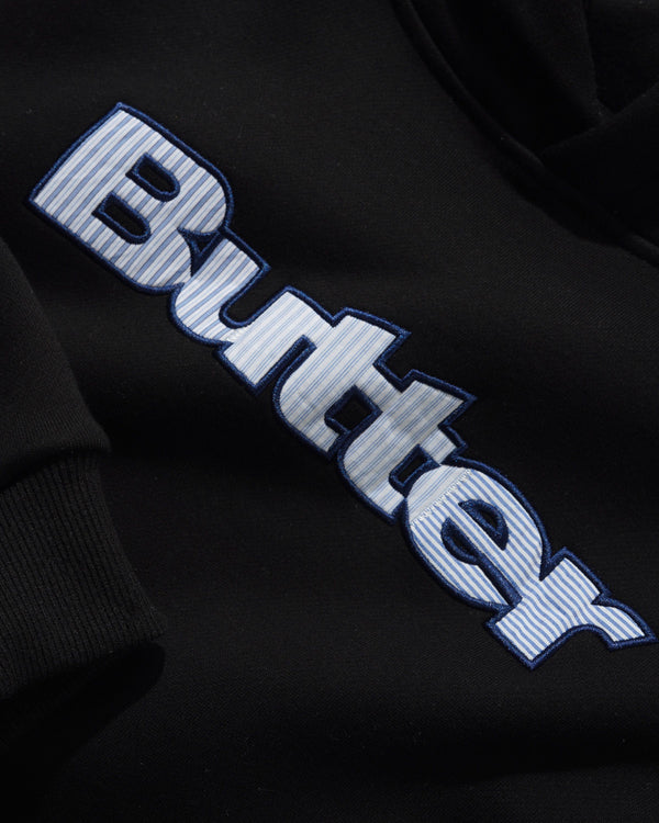 Butter Goods Stripe Logo Applique Pullover Hood, Black