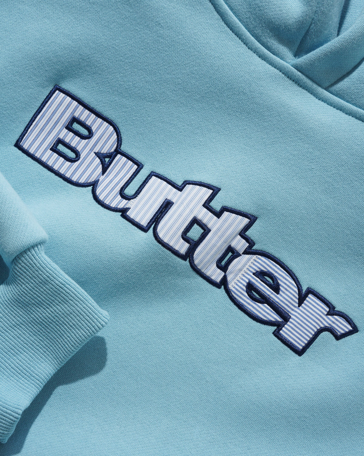 Stripe Logo Applique Pullover Hood, Sky