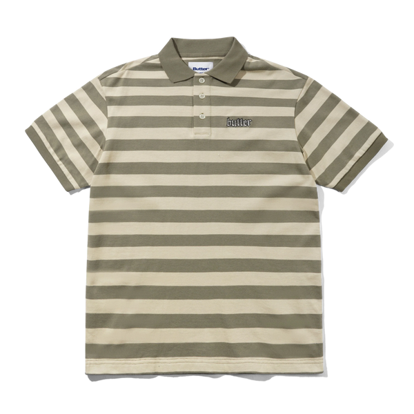 Butter Goods Striped Polo Shirt, Beige / Tan