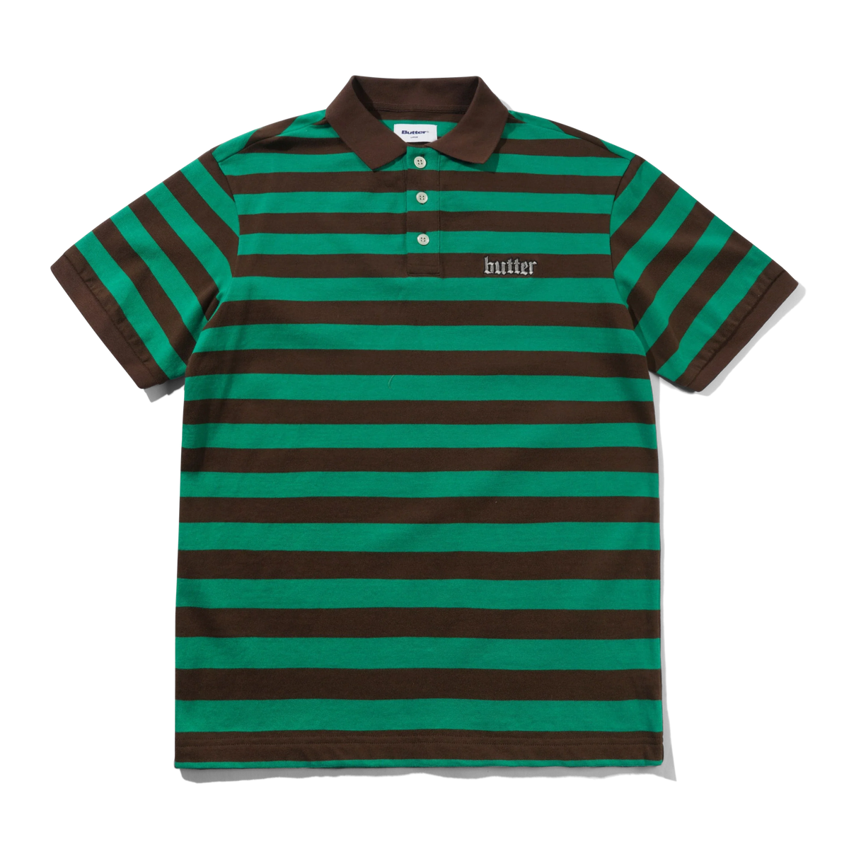 Striped Polo Shirt, Green / Brown