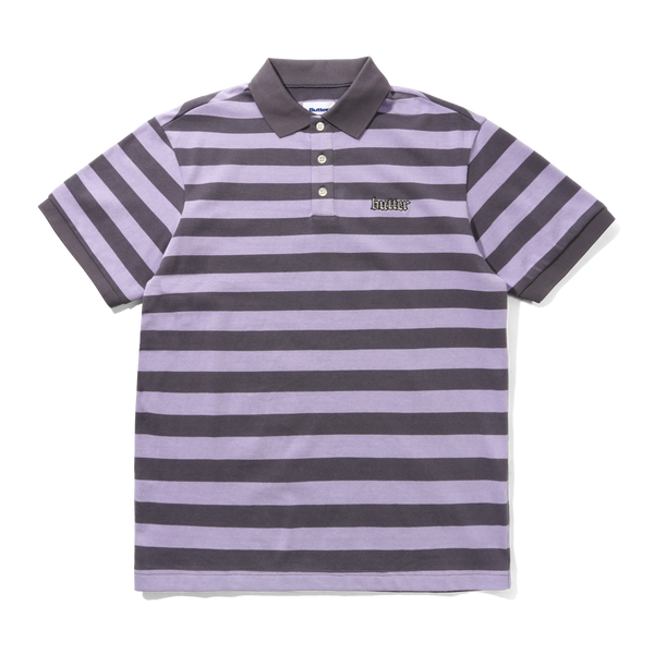 Butter Goods Striped Polo Shirt, Purple / Dusk