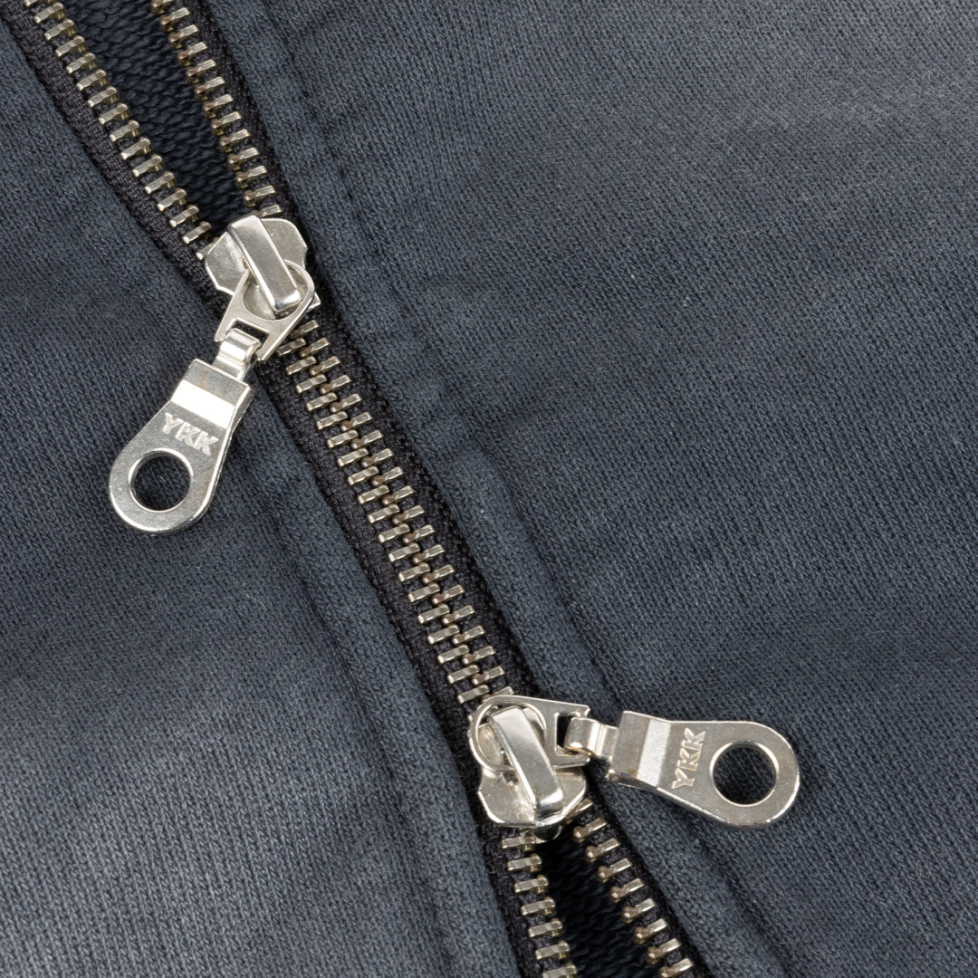 Cropped Zip-Thru Pullover Hood, Black Washed