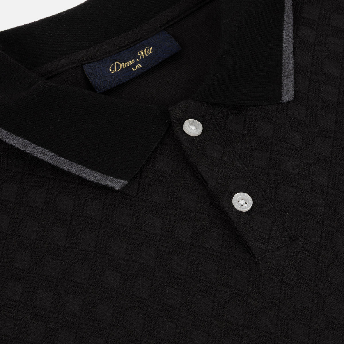 Jacquard LS Polo, Black