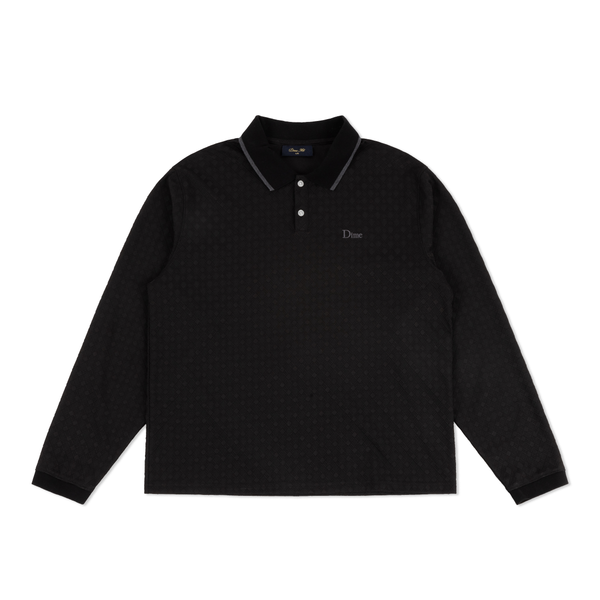 Dime Jacquard LS Polo, Black