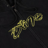 Distressed Terry Zip Hoodie, Acid Black