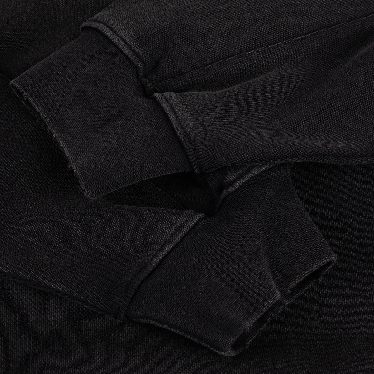 Distressed Terry Zip Hoodie, Acid Black