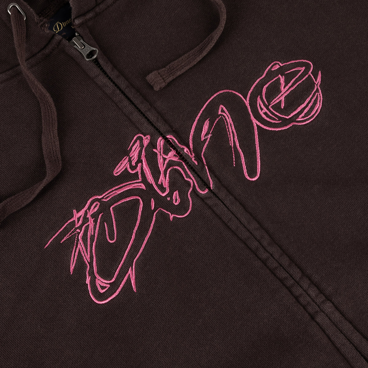 Distressed Terry Zip Hoodie, Acid Brown