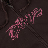 Distressed Terry Zip Hoodie, Acid Brown