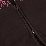 Distressed Terry Zip Hoodie, Acid Brown