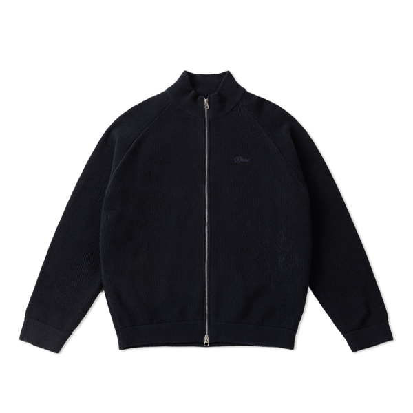 Dime Knitted Pique Zip Sweater, Dark Navy