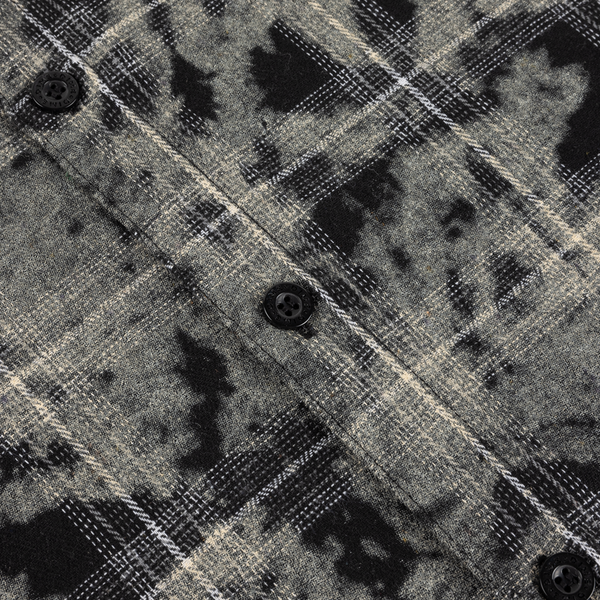 Dime Plaid Flannel Shirt, Bleached Black