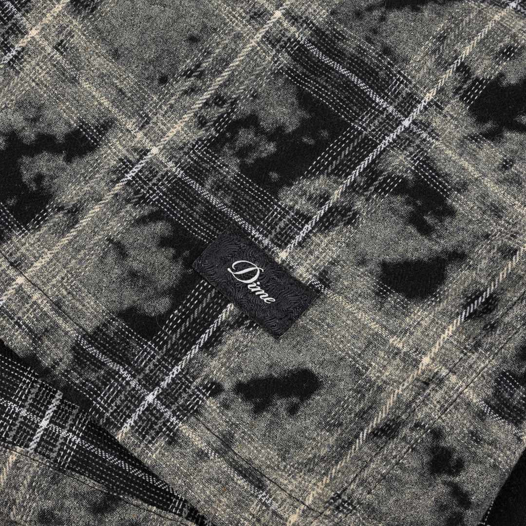 Plaid Flannel Shirt, Bleached Black