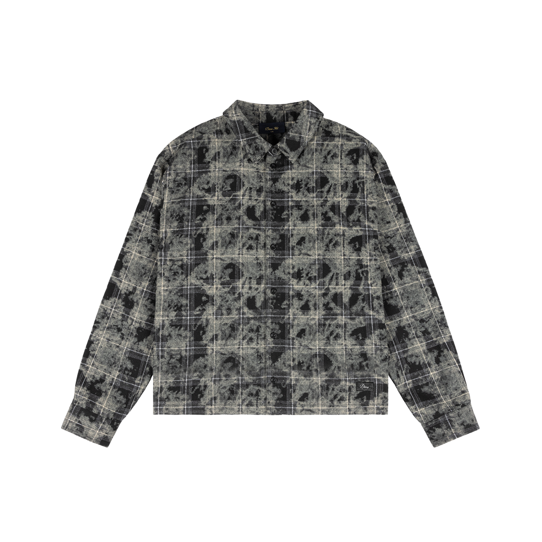 Plaid Flannel Shirt, Bleached Black