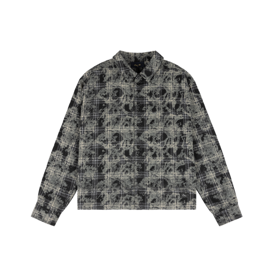 Plaid Flannel Shirt, Bleached Black