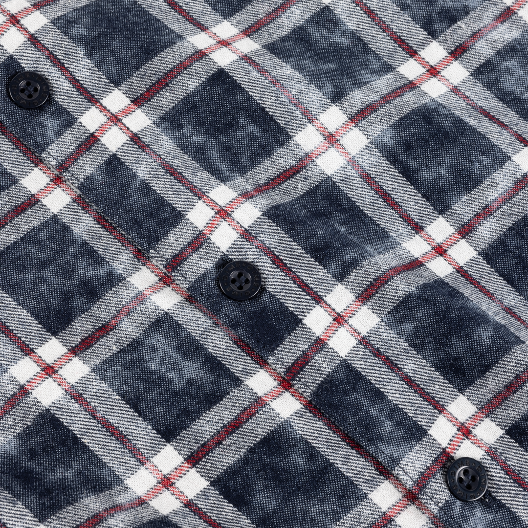 Plaid Flannel Shirt, Bleached Navy