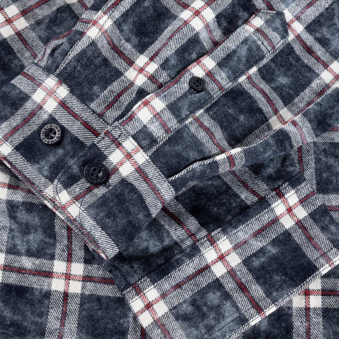 Plaid Flannel Shirt, Bleached Navy