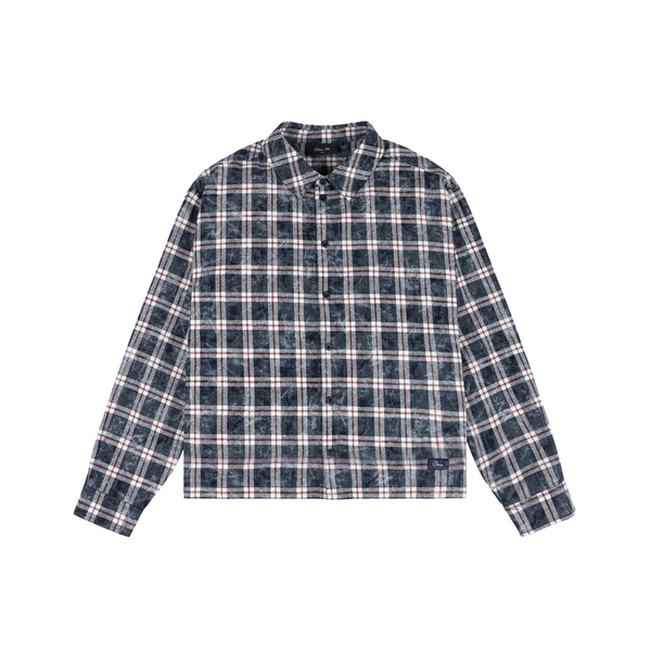 Dime Plaid Flannel Shirt, Bleached Navy