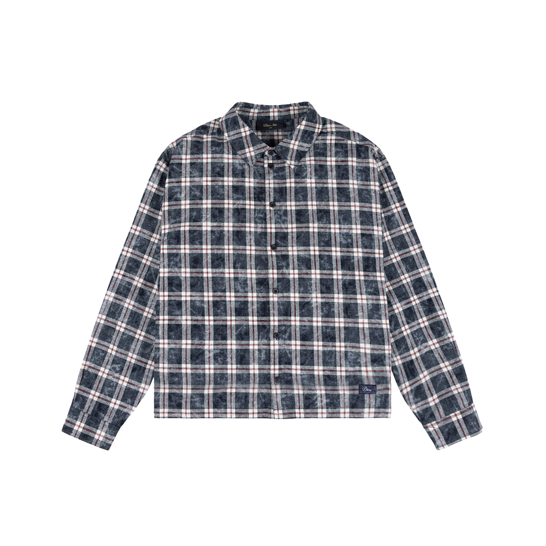 Plaid Flannel Shirt, Bleached Navy