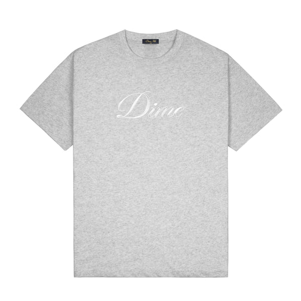 Dime Cursive Tee, Heather Grey