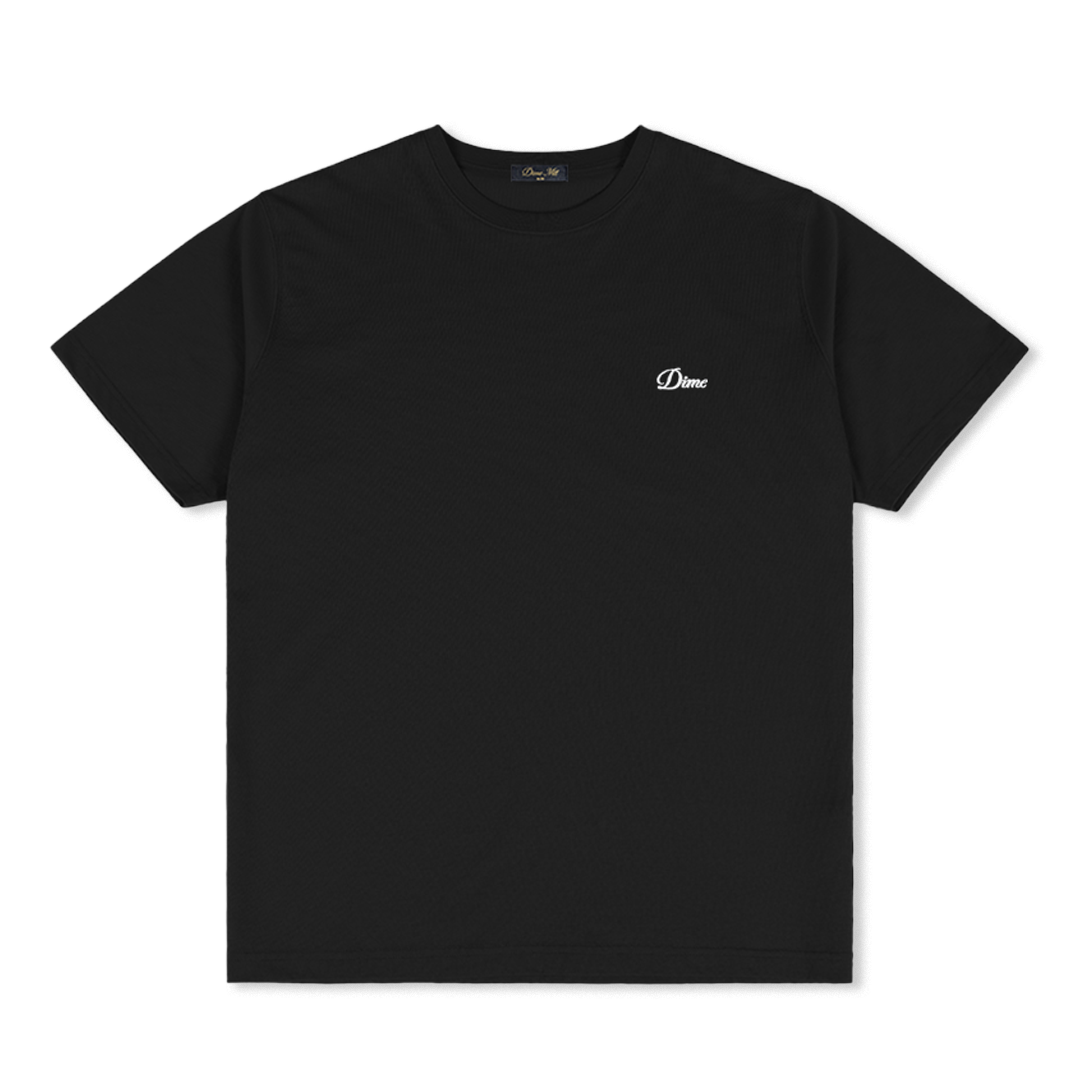 Cursive Small Logo Tee, Black / White