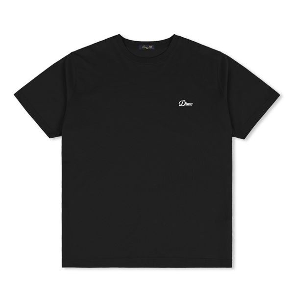 Dime Cursive Small Logo Tee, Black / White