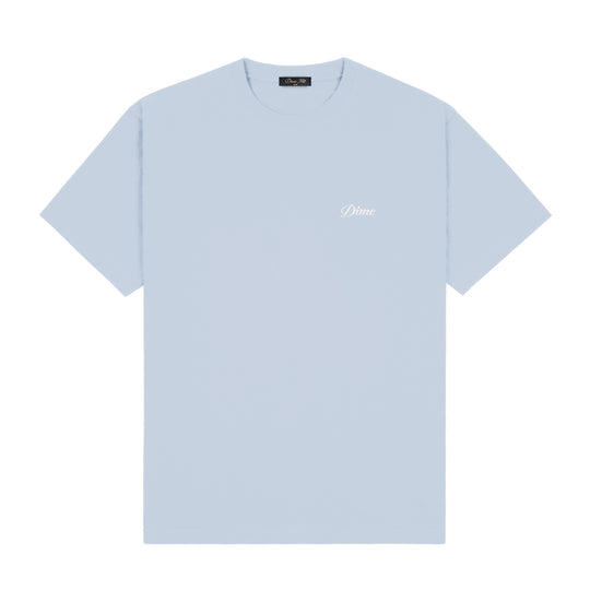Cursive Small Logo Tee, Blue Fog