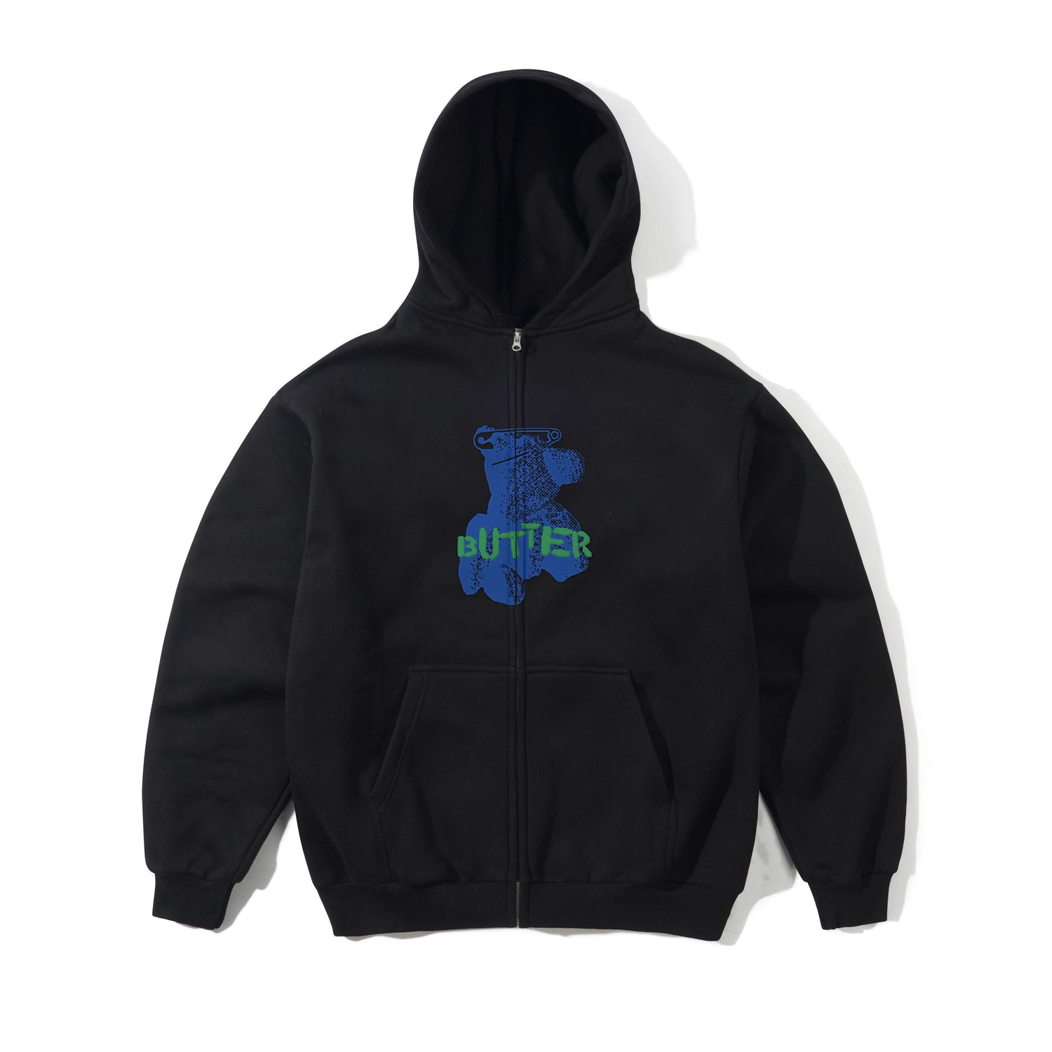Teddy Bear Zip-Thru Hood, Black