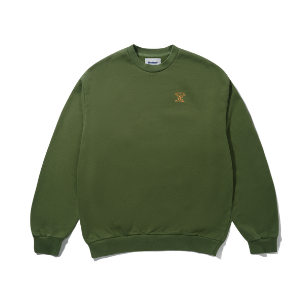 Butter Goods Terrain Basic Crewneck, Washed Moss