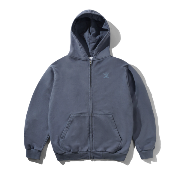 Butter Goods Terrain Basic Zip-Thru Hood, Washed Stone Blue