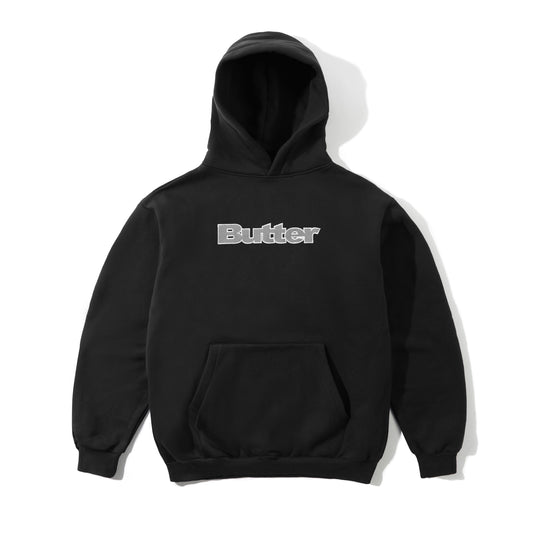 Textured Logo Pullover Hood, Black